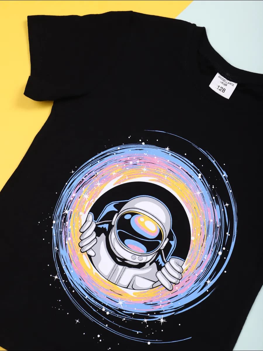 Футболка детская с принтом для мальчика летняя хлопок