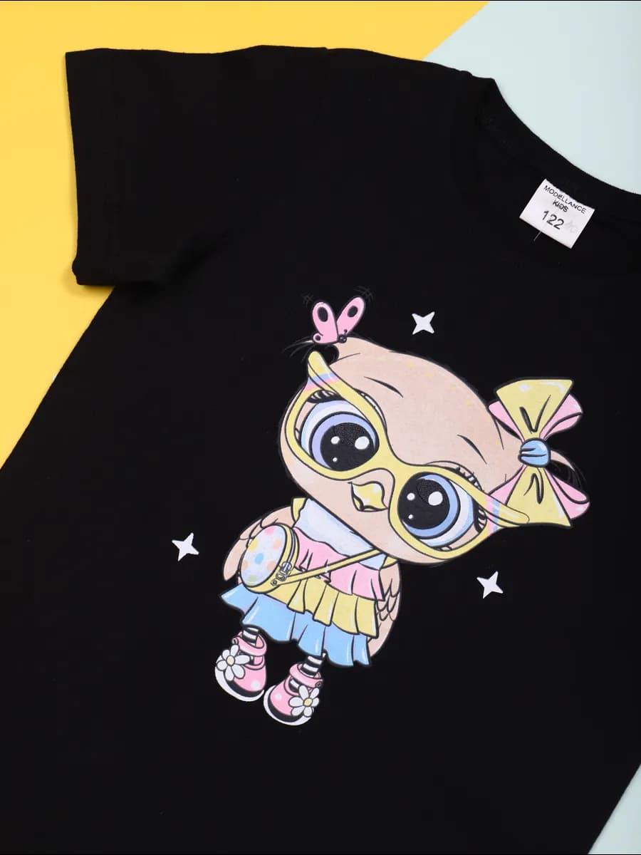 Футболка детская с принтом для девочки летняя хлопок