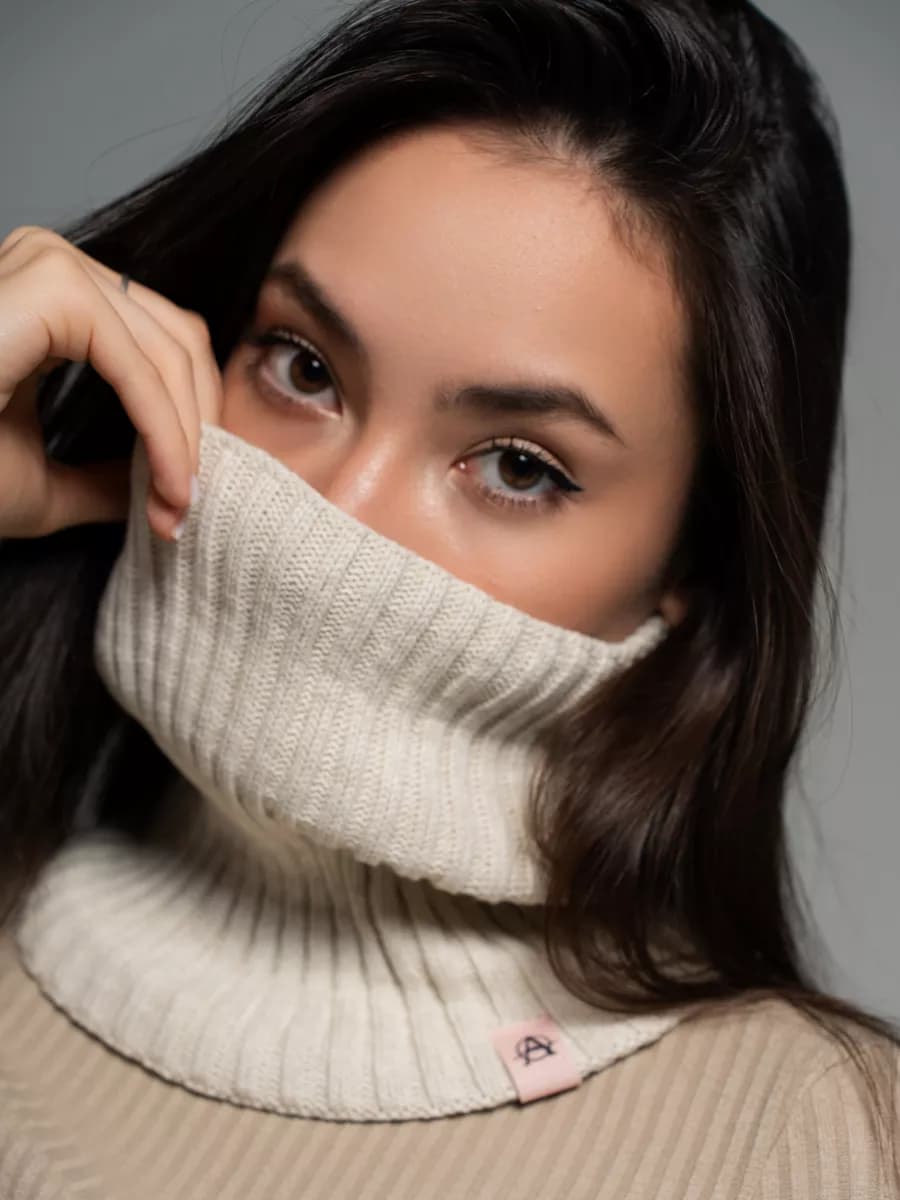 Снуд зимний вязаный на флисе