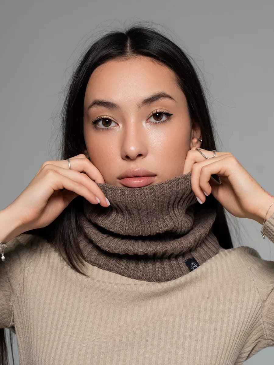 Снуд зимний вязаный на флисе