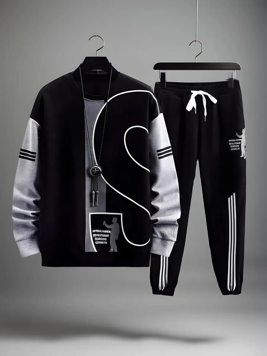 Костюм спортивный брюки и свитшот осень оверсайз