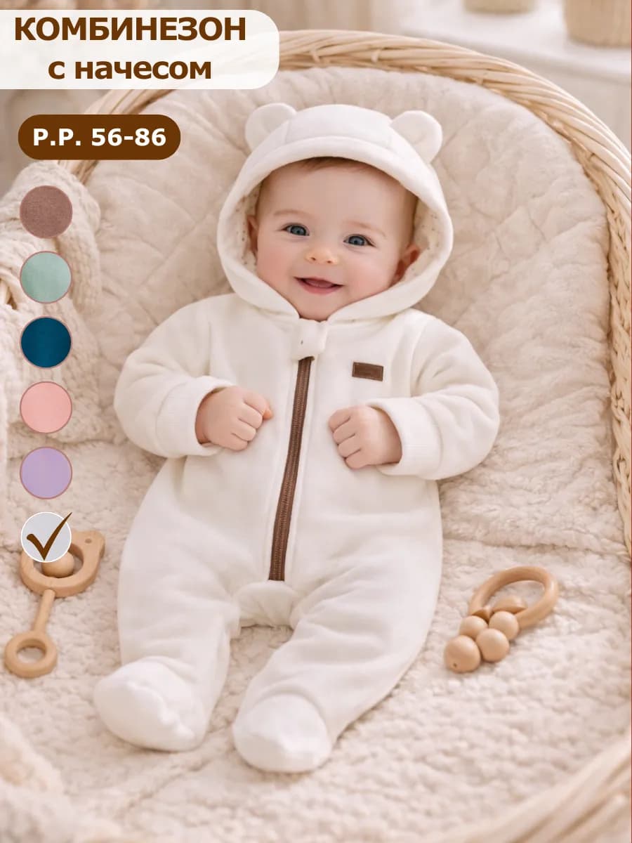 Комбинезон для новорожденных с начесом демисезонный - фото 1