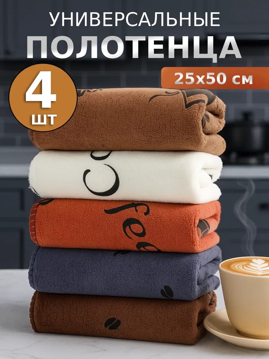 Кухонные полотенца микрофибра набор 4 шт