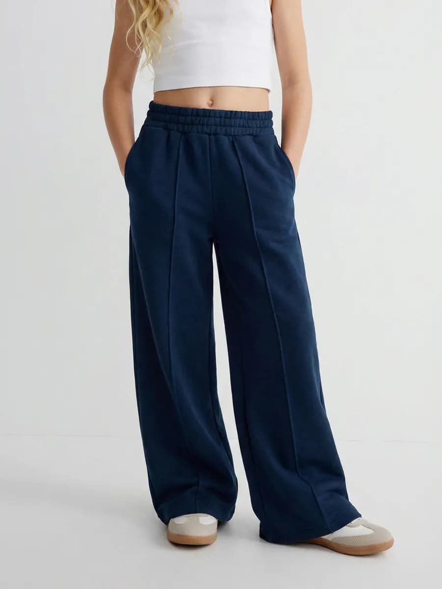 Брюки школьные широкие палаццо клеш на резинке - фото 1