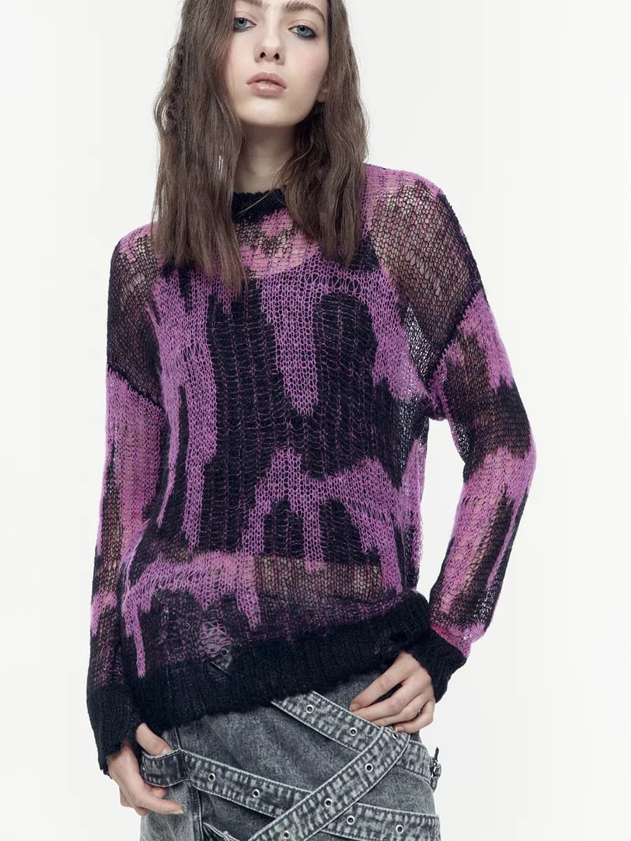 Джемпер тонкой вязки с принтом-абстракцией