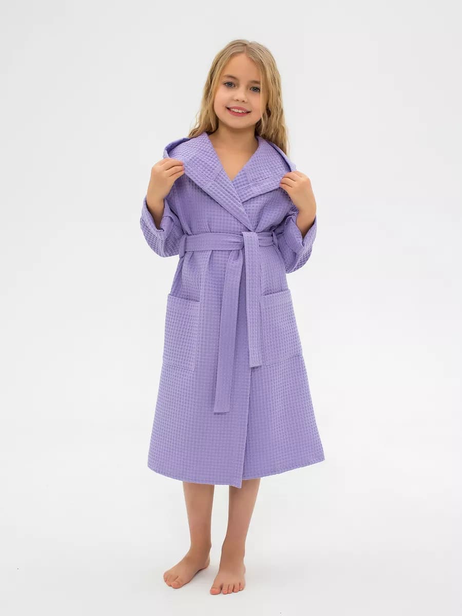 Халат вафельный с капюшоном для подростков