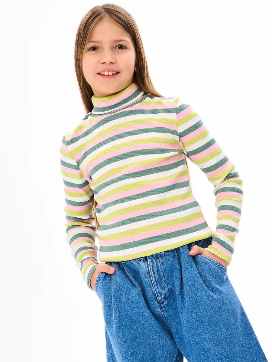 Водолазка школьная детская с горлом в полоску хлопок