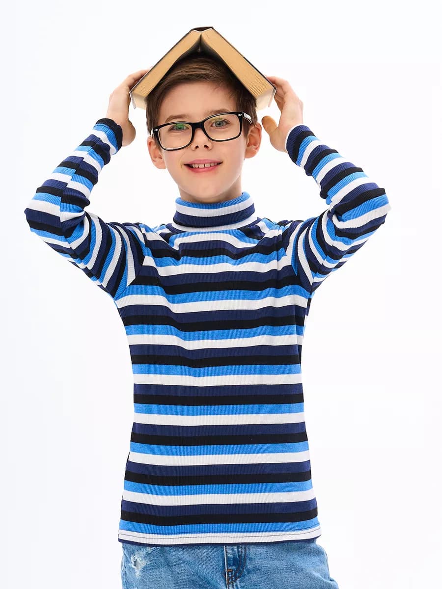 Водолазка школьная детская с горлом в полоску хлопок