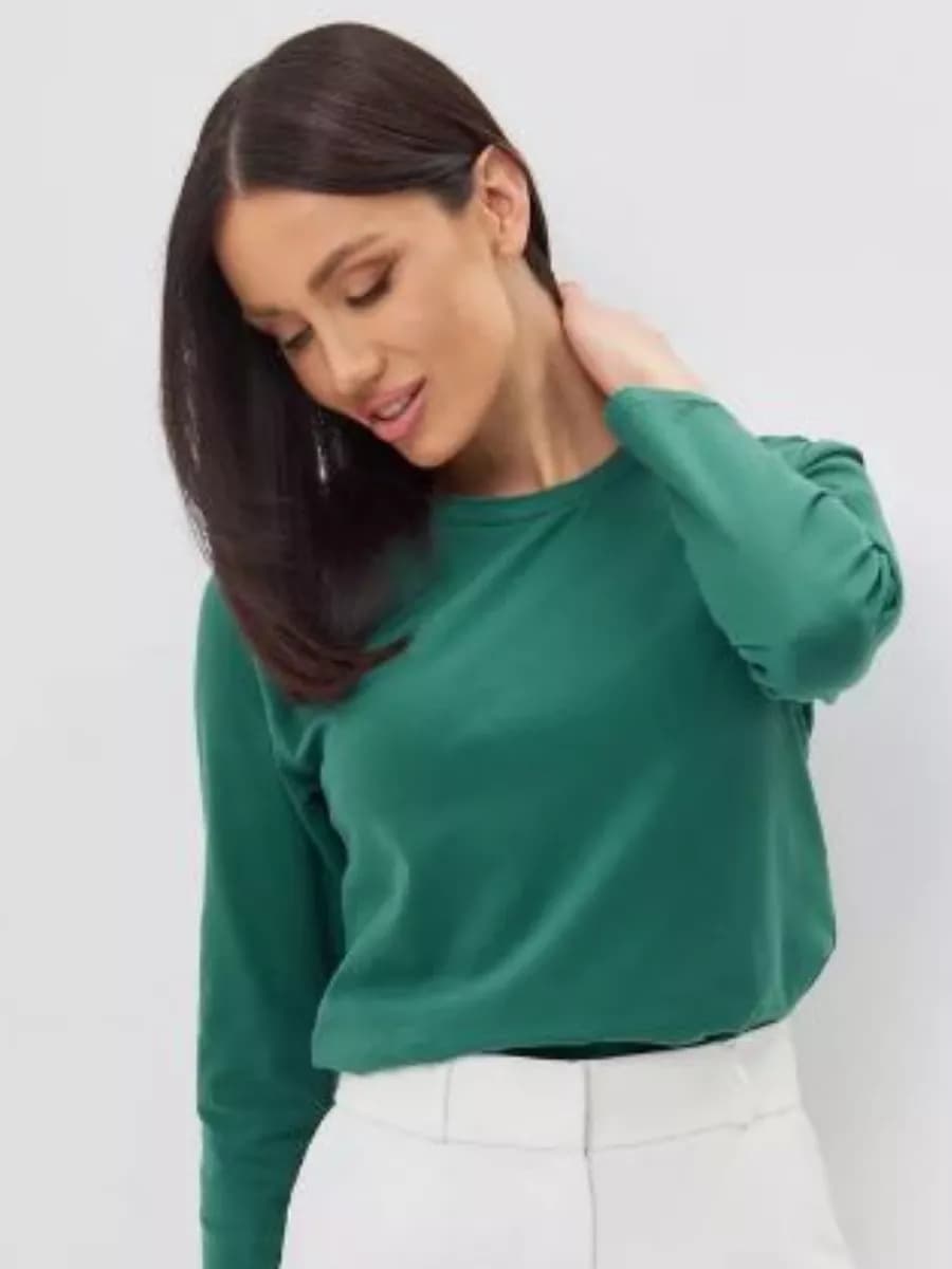 Лонгслив женский из хлопка с эластаном для офиса