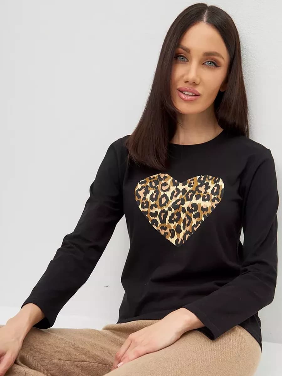 Лонгслив женский из хлопка с эластаном для офиса