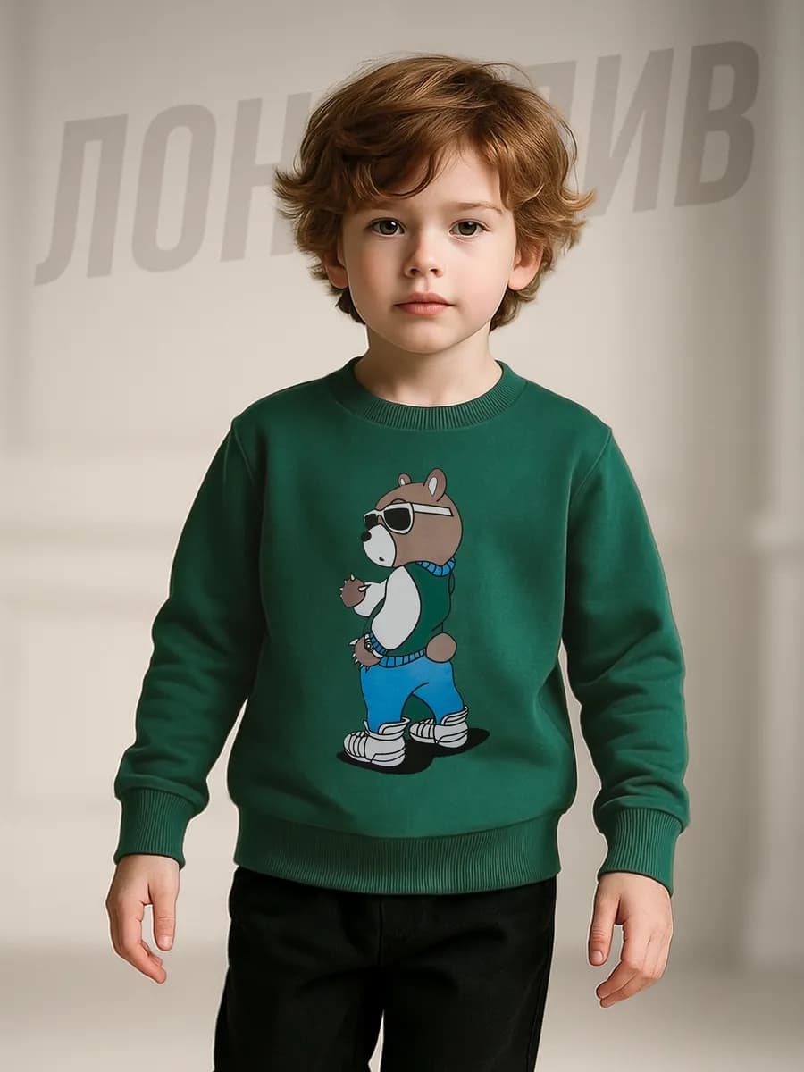 Лонгслив с принтом детский хлопок