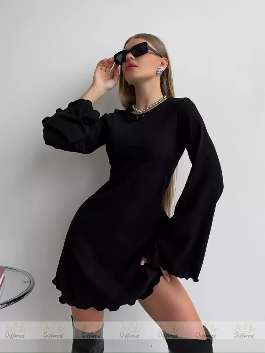 Платье черное короткое лапша