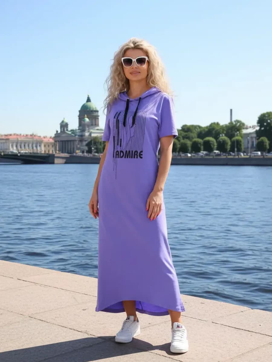 Платье домашнее спортивное с капюшоном