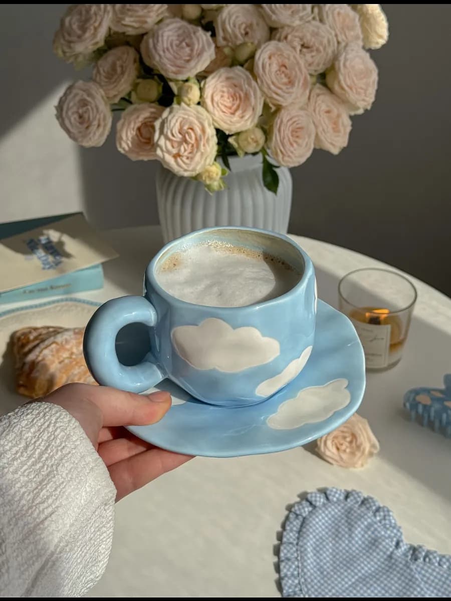 Чайная пара, набор блюдце и чашка, кружка ручной работы