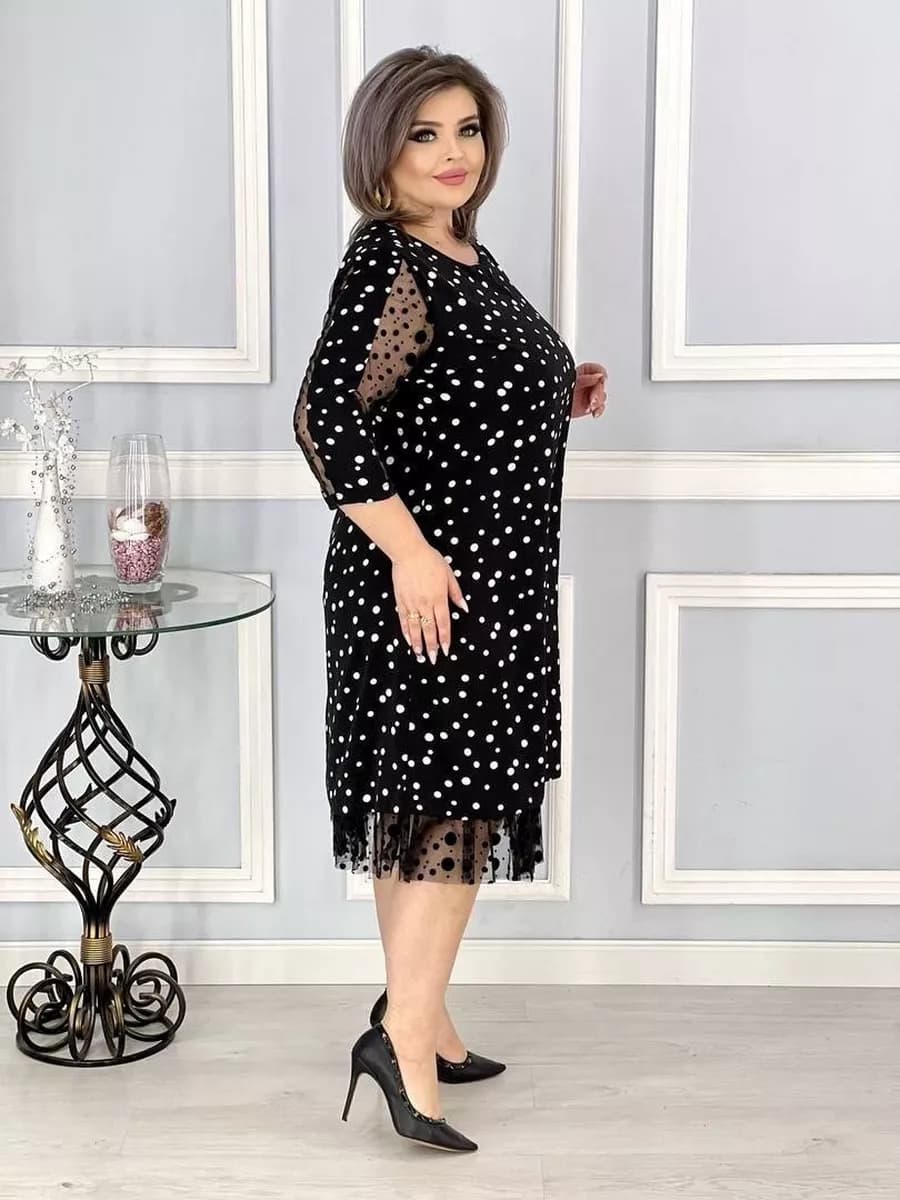 Платье горошек большие размеры праздничное