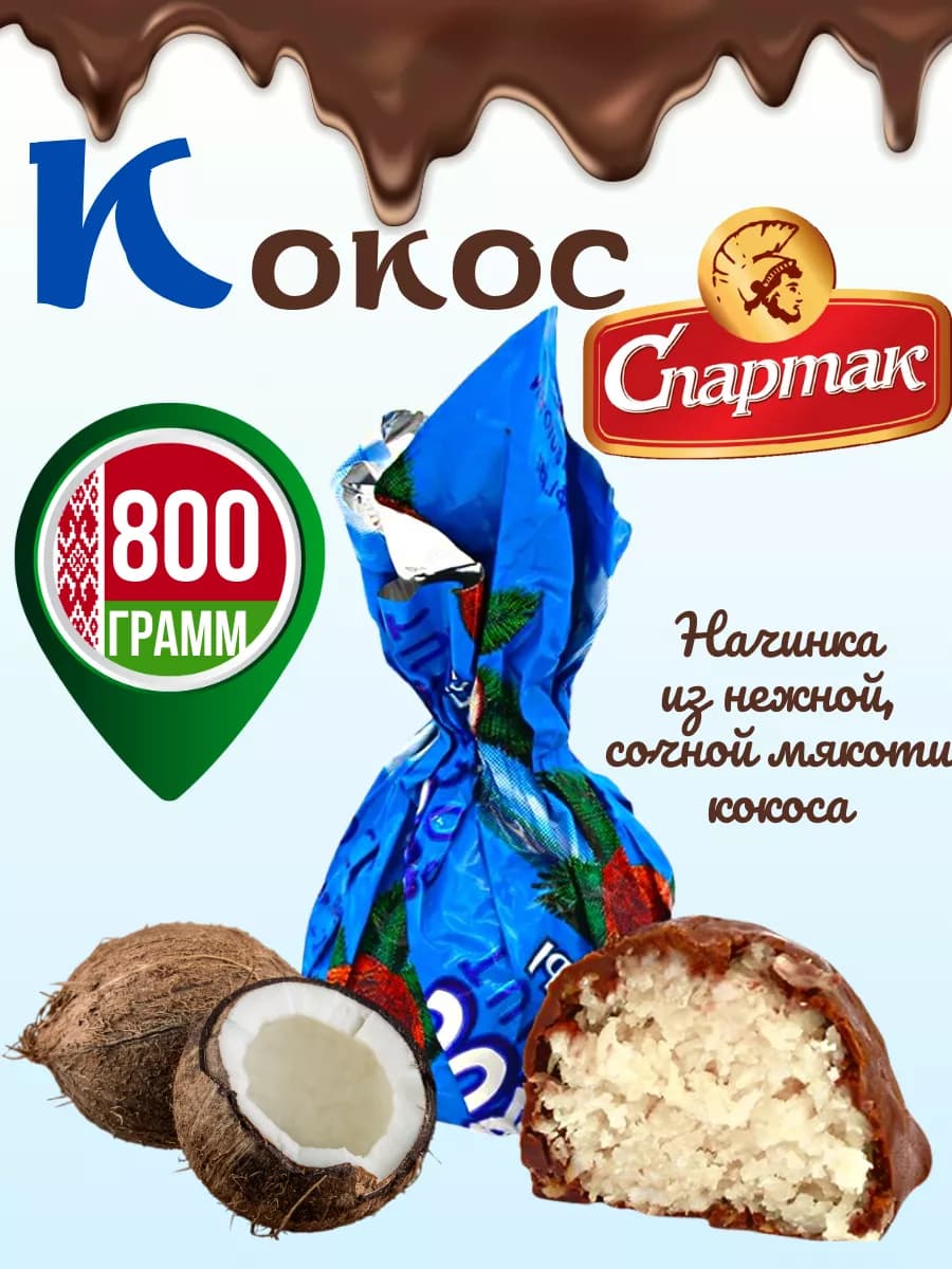 Белорусские конфеты шоколадные Кокос