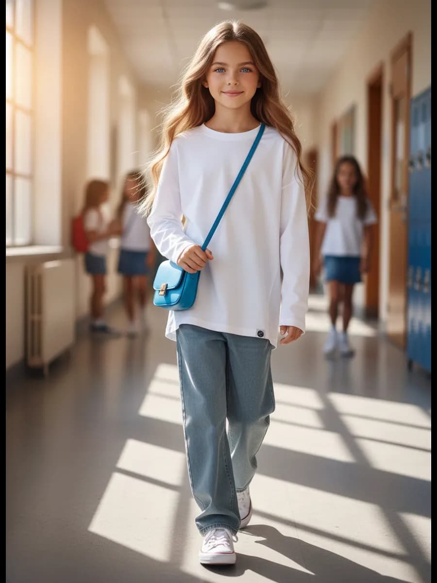 Лонгслив детский белый хлопок оверсайз