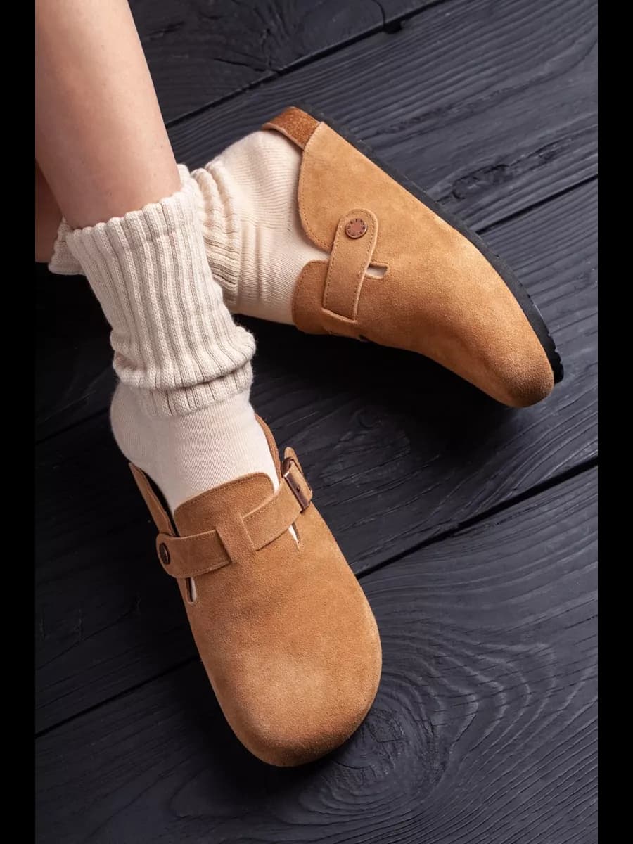 Мюли, сабо биркеншток натуральная замша, закрытые