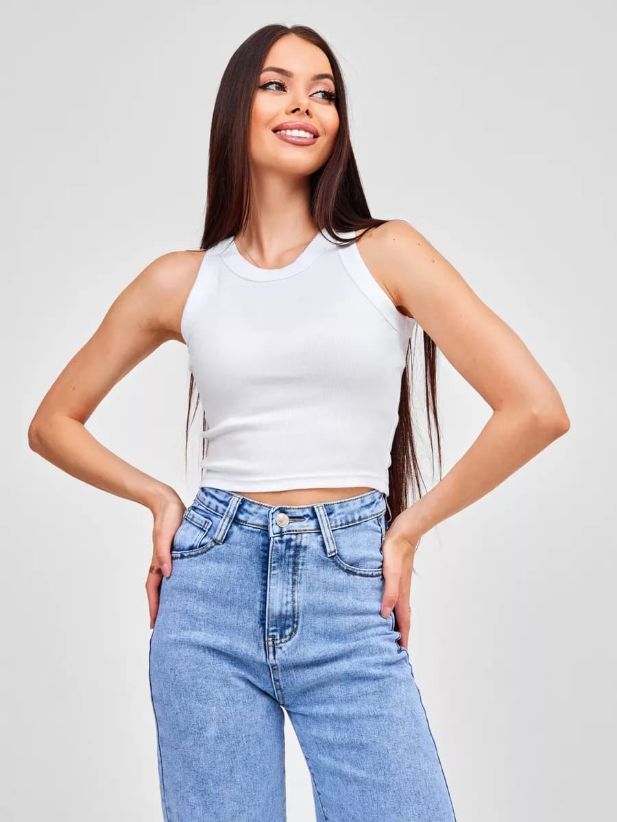 Кроп топ под пиджак в рубчик укороченный