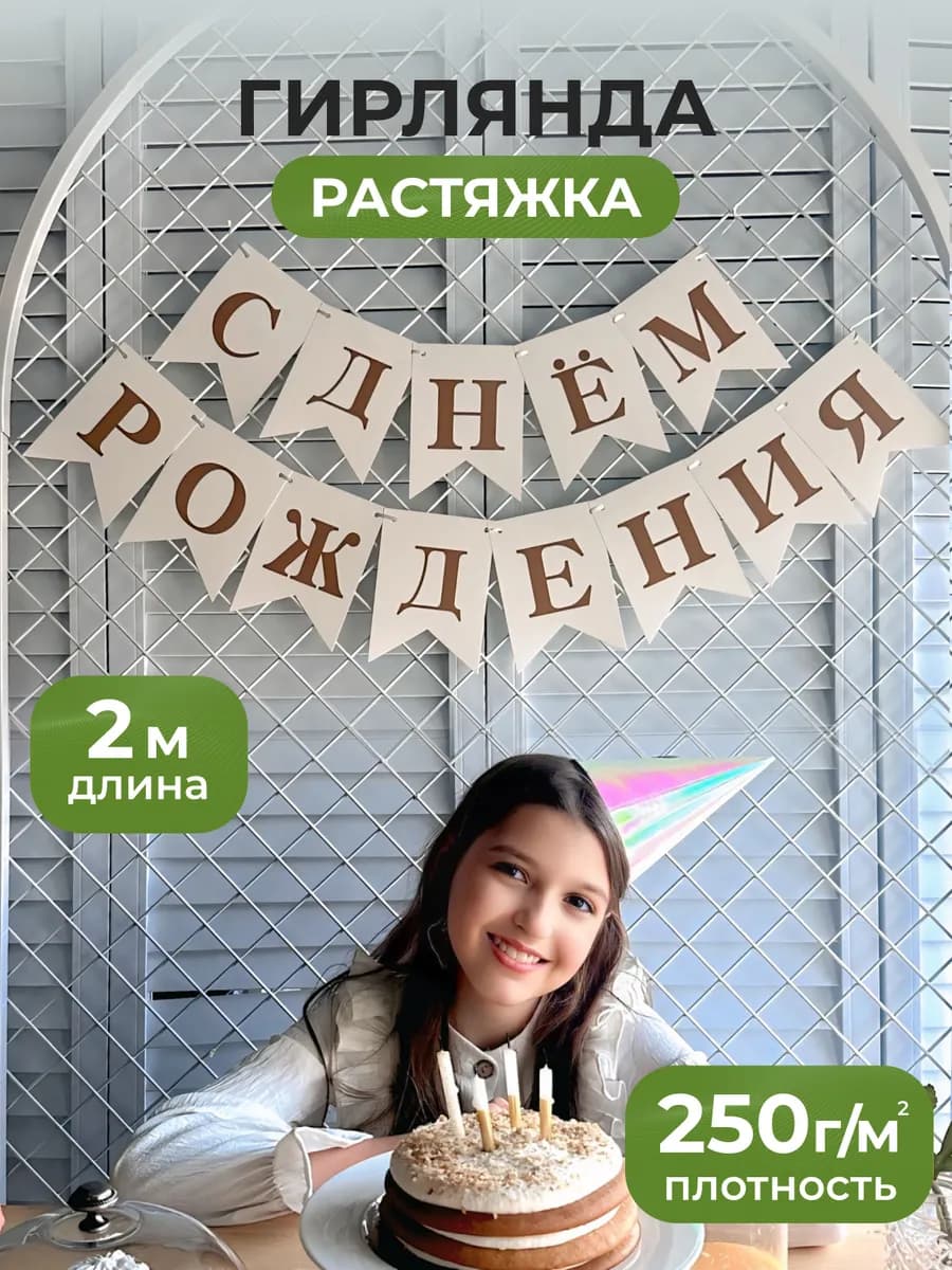 Растяжка - гирлянда - флажки С Днем Рождения - фото 1