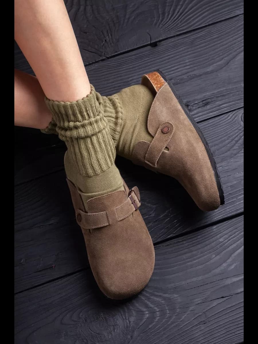 Мюли, сабо из натуральной замши, биркеншток закрытые