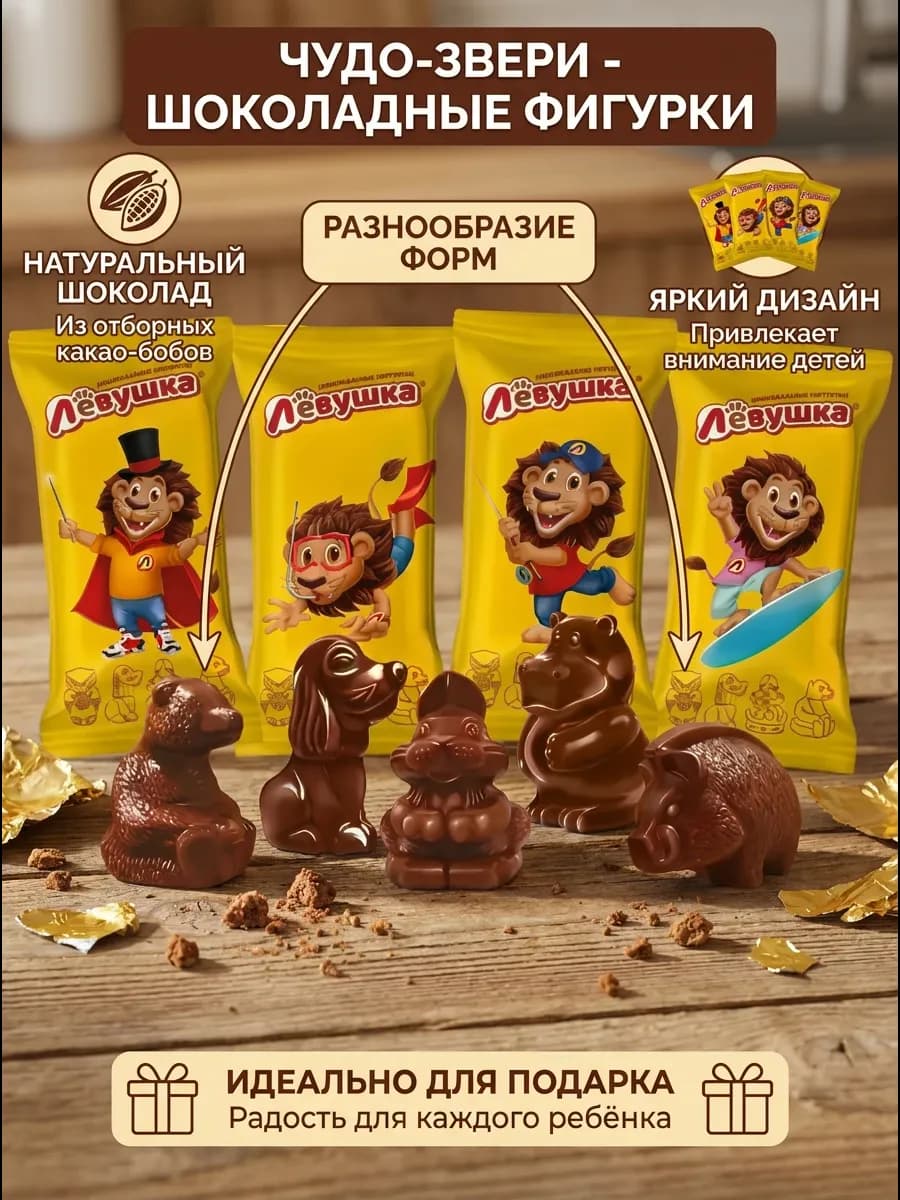 Конфеты Левушка детям,Чудо-звери 200 г