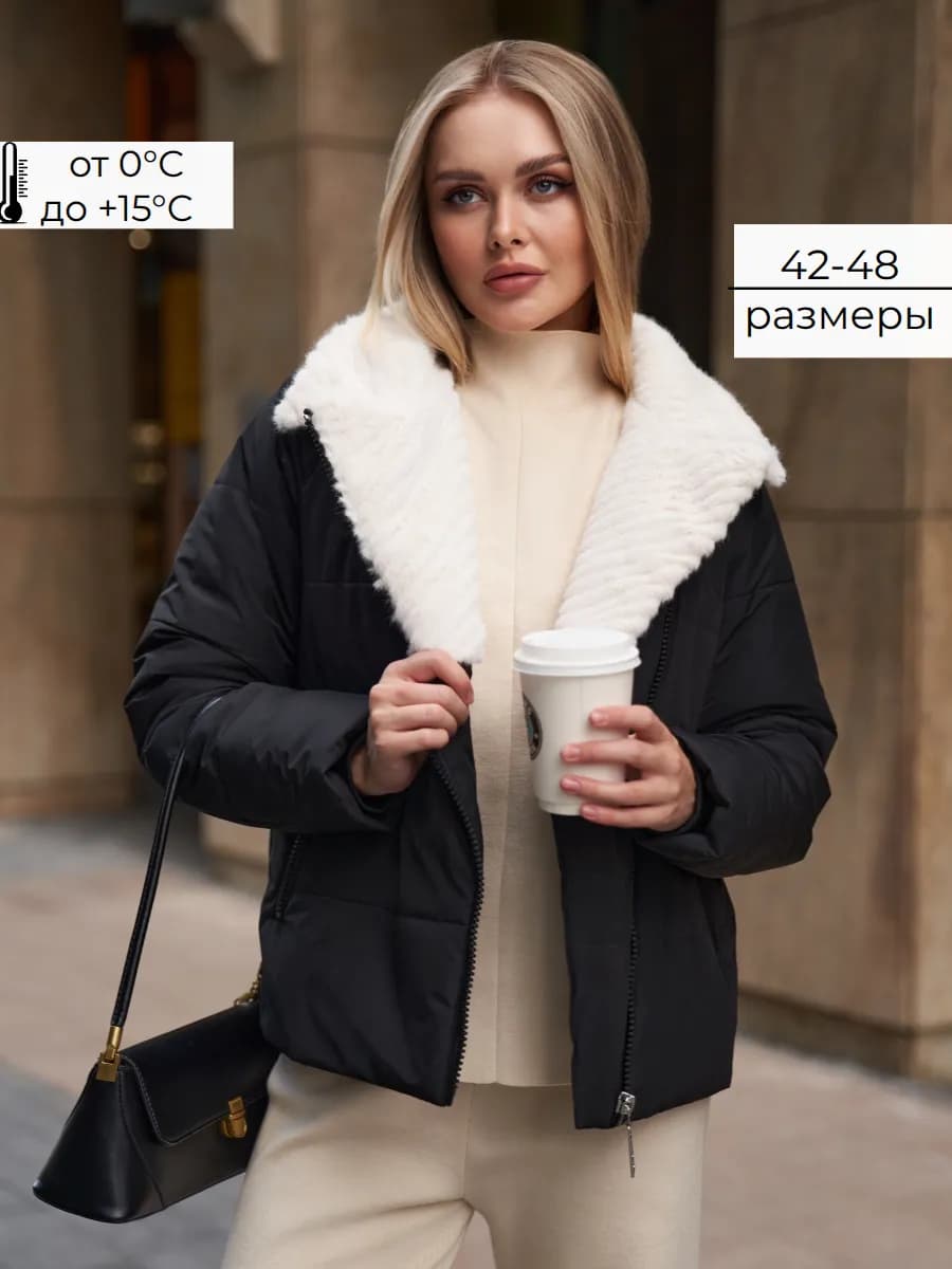 Осенняя куртка с меховым воротником