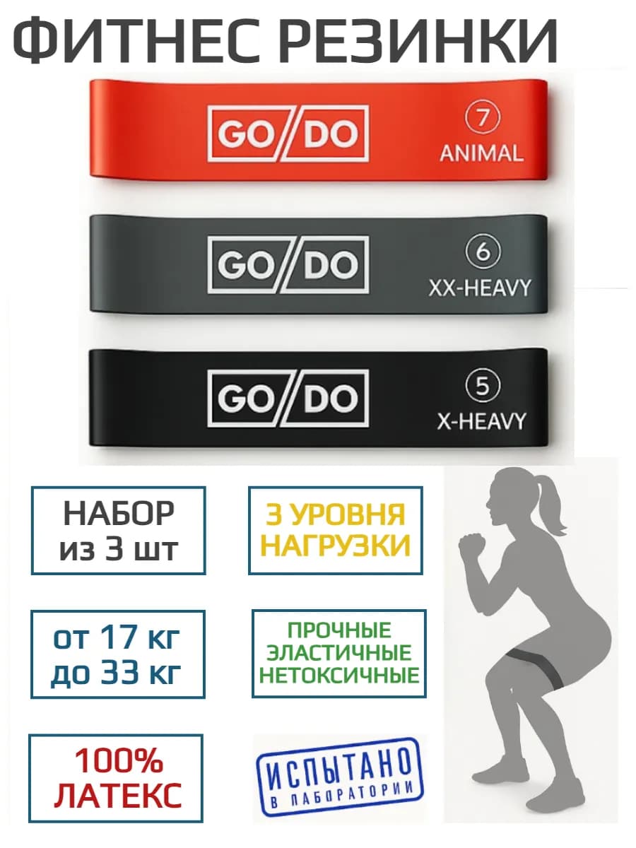 Набор для фитнеса, Эспандер петли-3шт, (17кг--33кг)