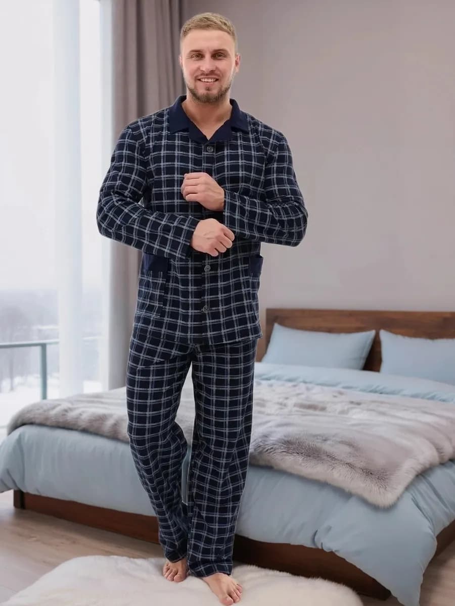 Пижама с брюками и рубашкой больших размеров - фото 1