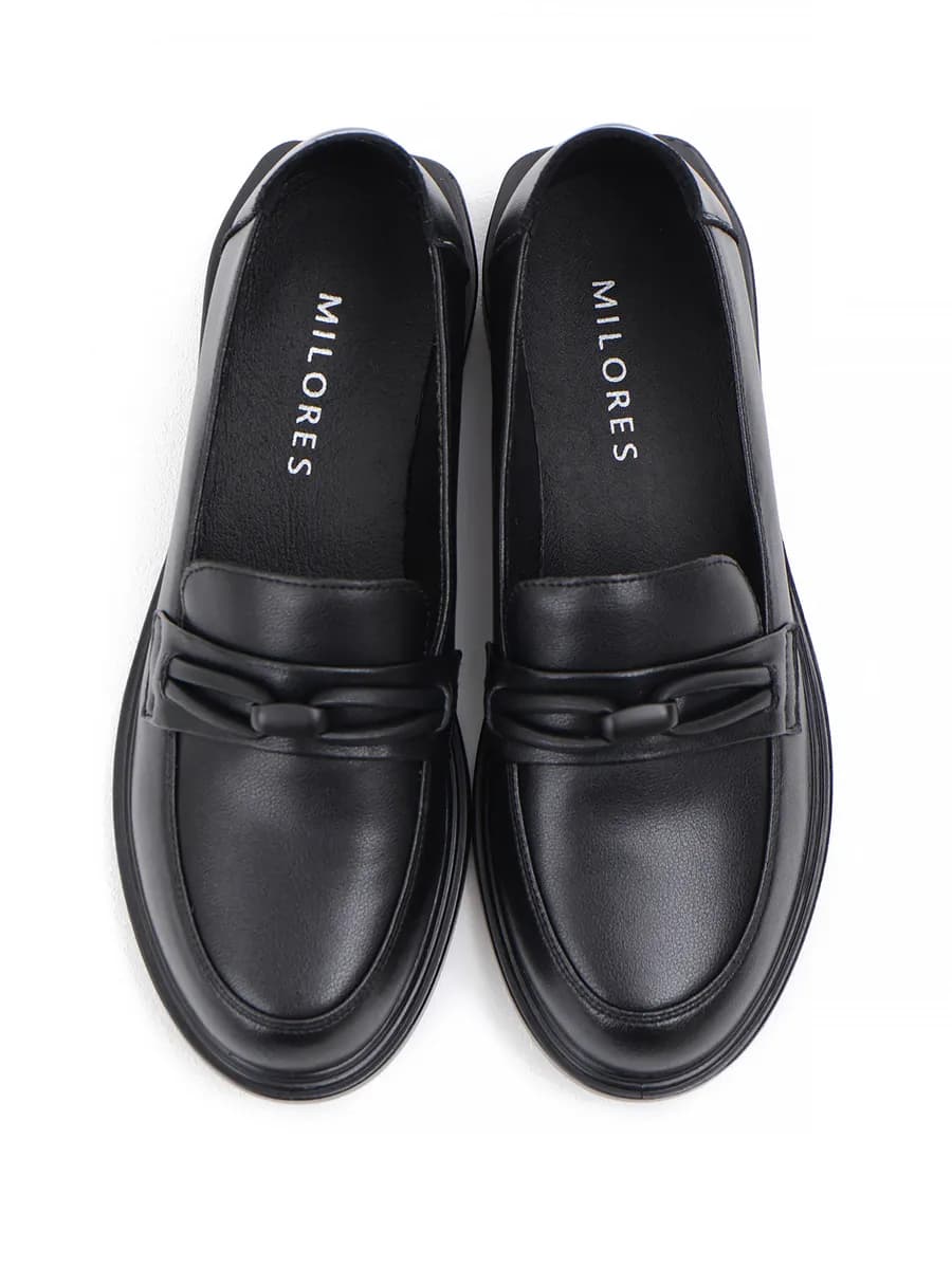 Лоферы женские натуральная кожа черные - фото 1