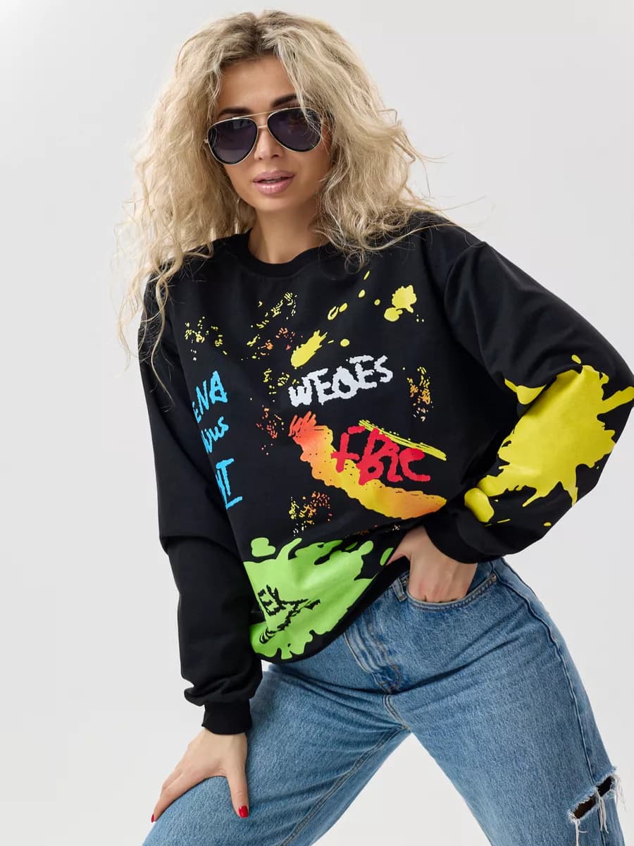 Свитшот оверсайз хлопковый трикотажный