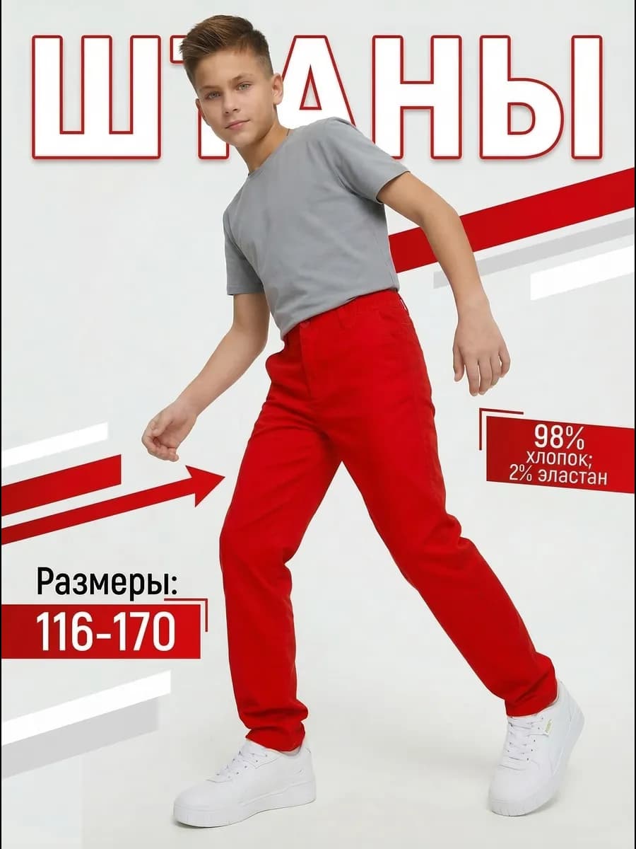 Брюки чиносы хлопковые для подростка