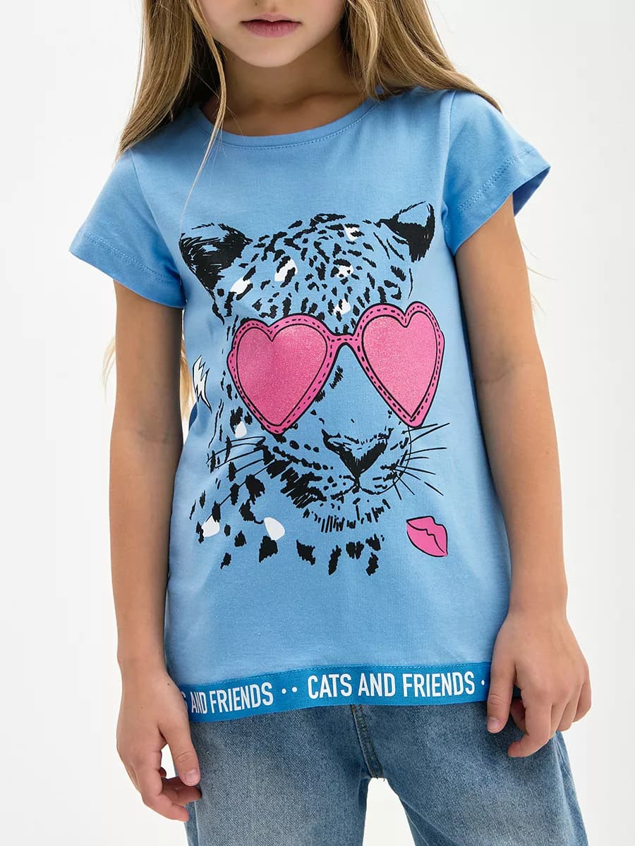 Футболка туника для девочки с принтом