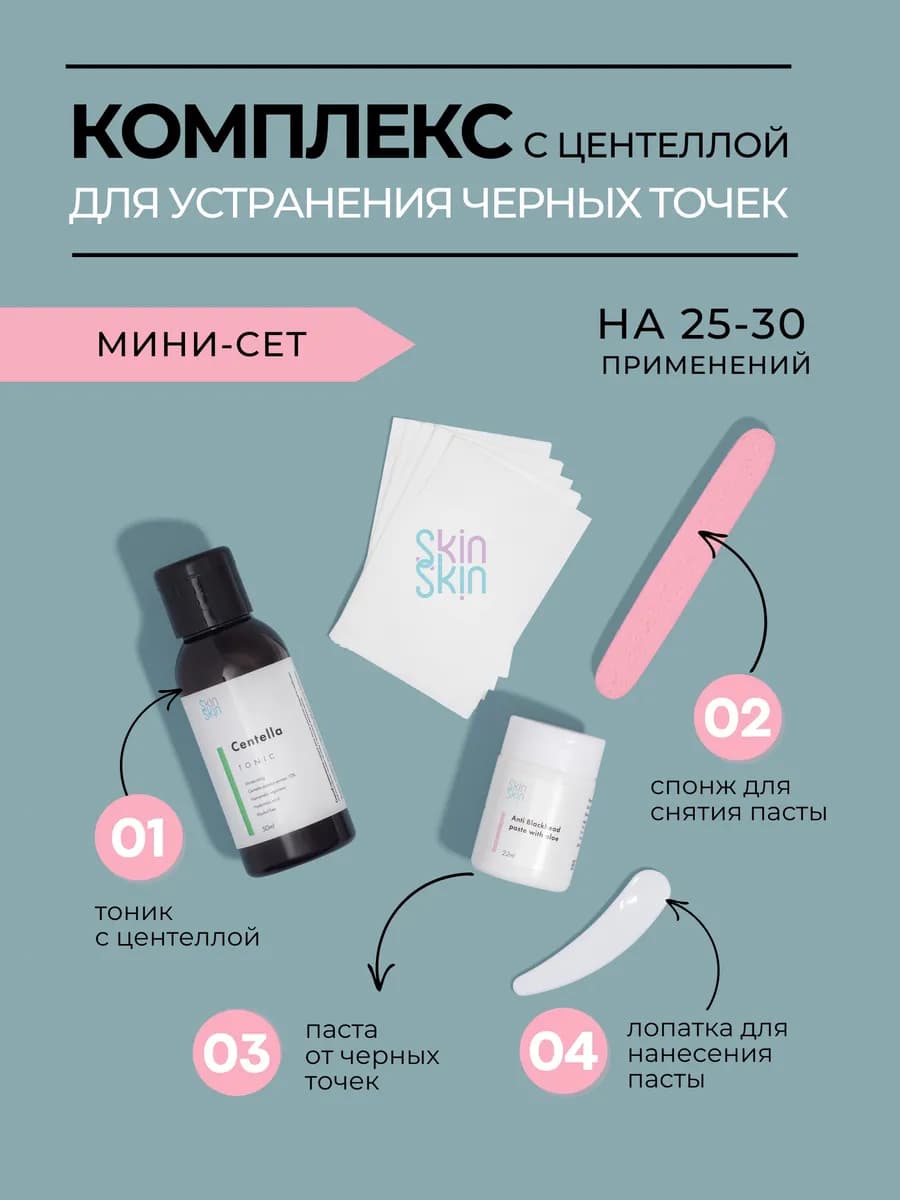Набор от черных точек тоник с центеллой и маска