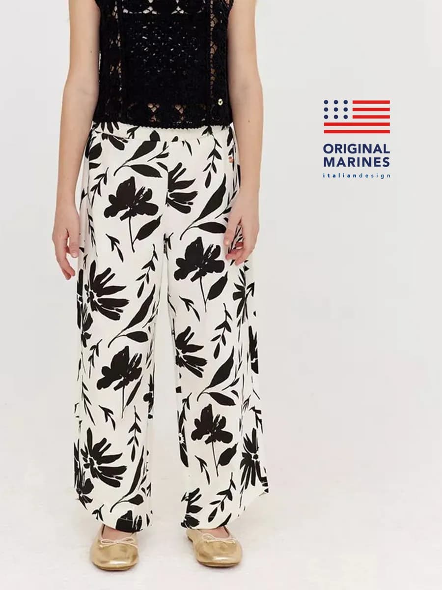 Брюки широкие летние с принтом