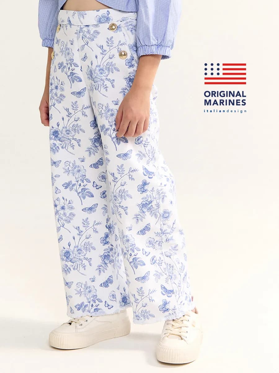 Брюки широкие палаццо с принтом