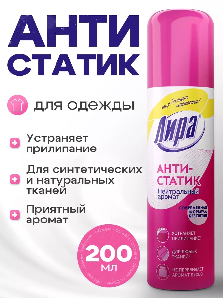Антистатик для одежды и белья без запаха, 200 мл