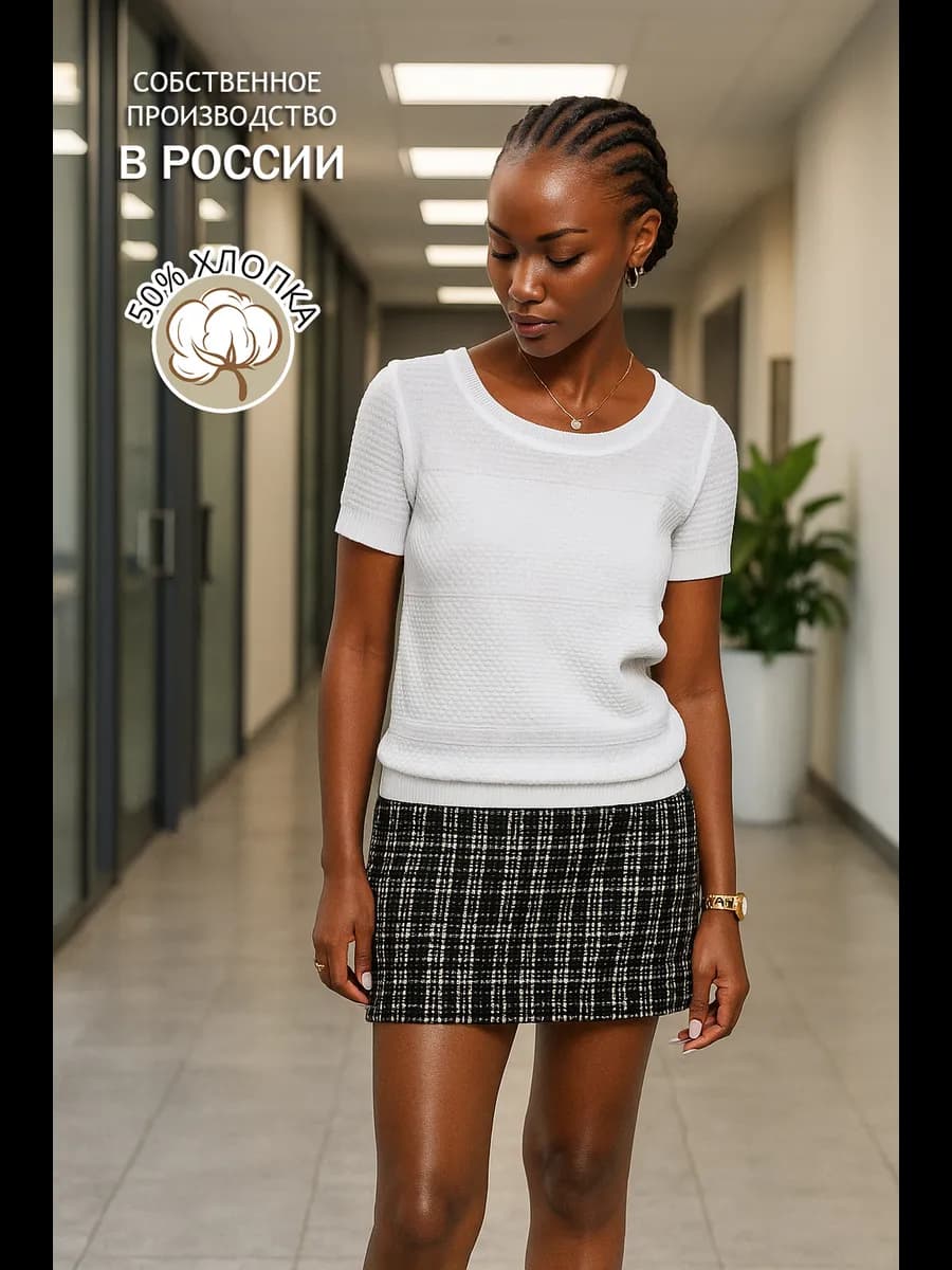 Джемпер зимний с коротким рукавом футболка вязаная