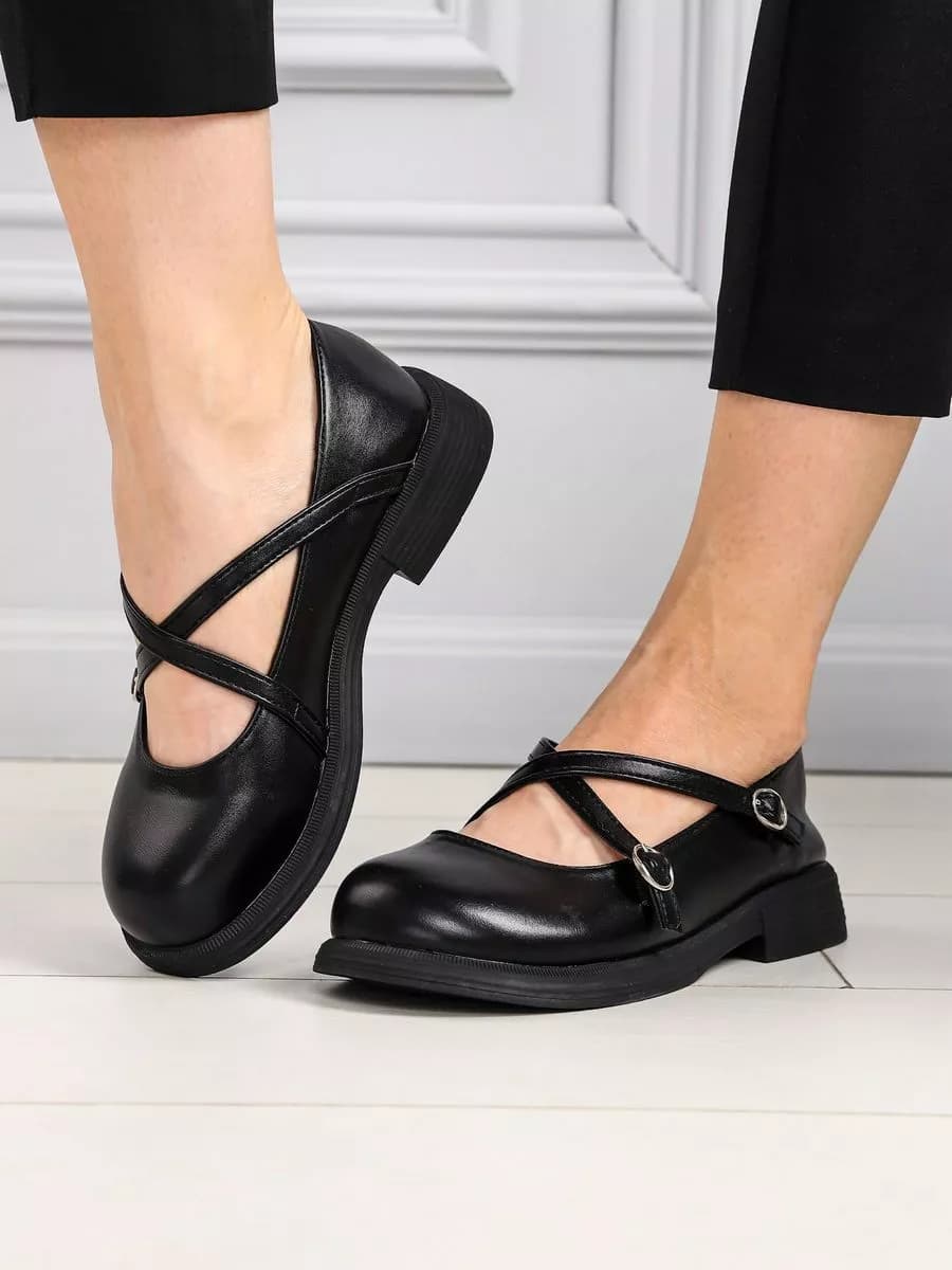 Кожаные школьные туфли Мери Джейн на платформе - фото 1