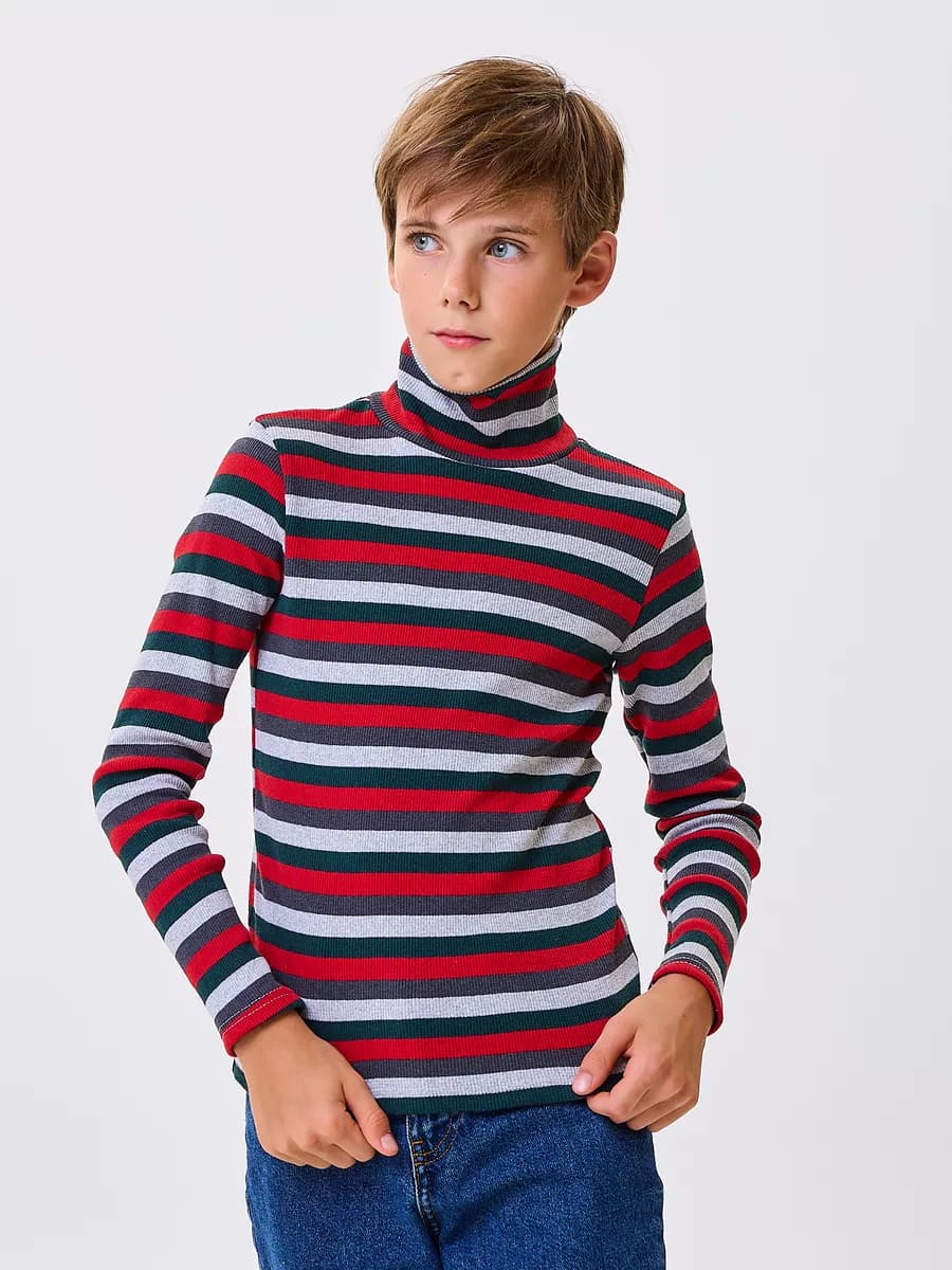 Водолазка школьная детская с горлом в полоску хлопок