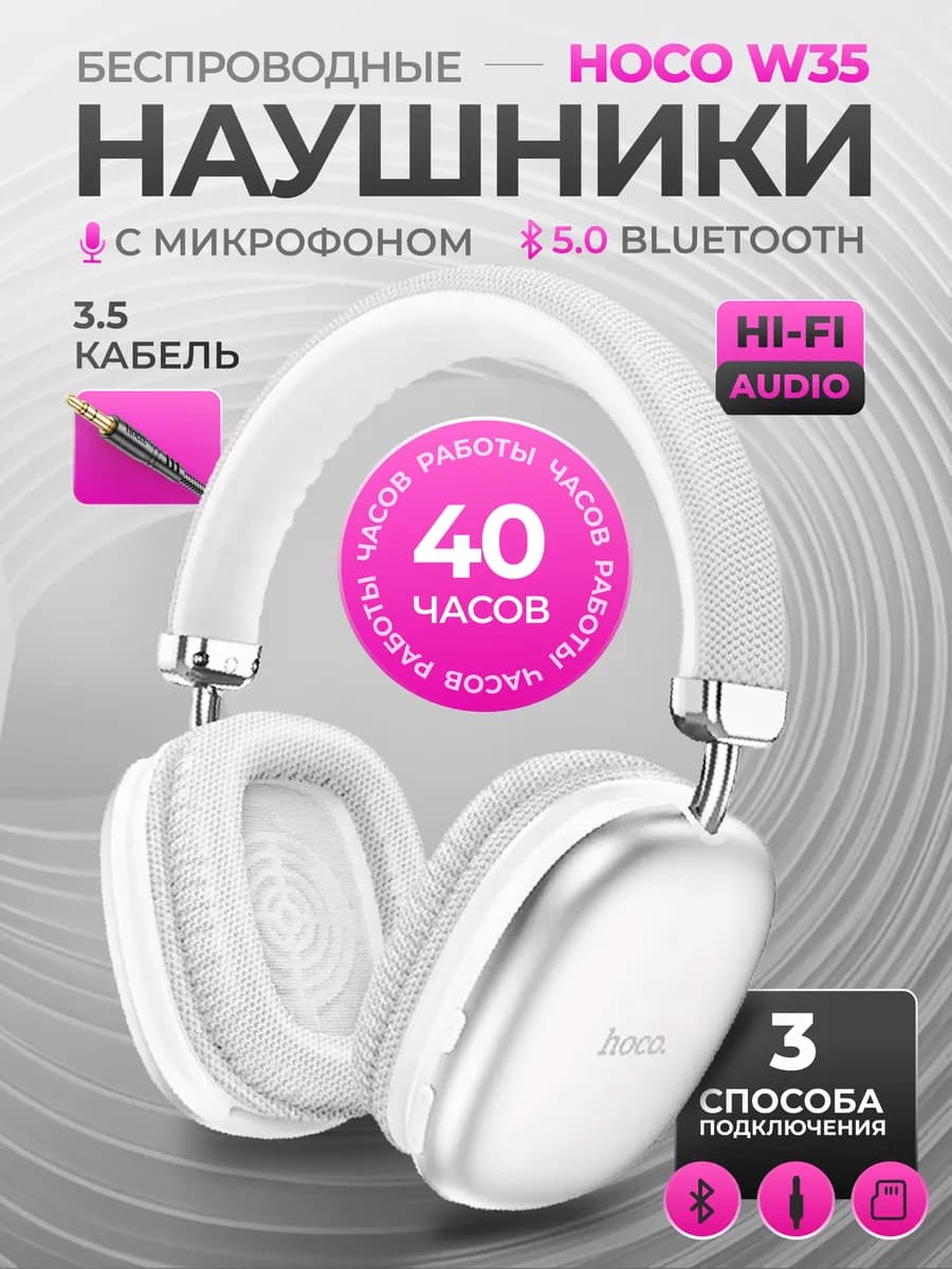 Наушники беспроводные накладные с микрофоном большие