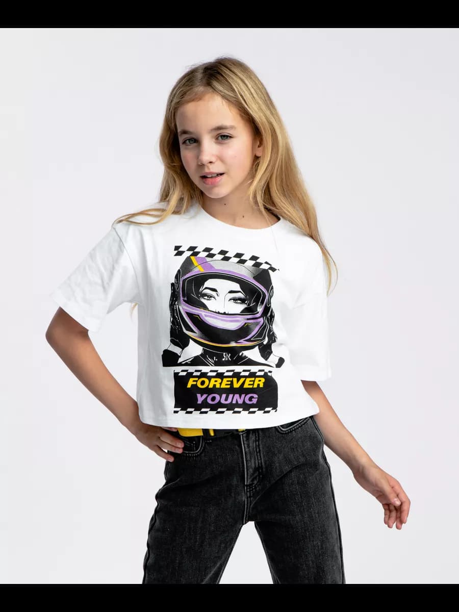 Футболка укороченная с принтом