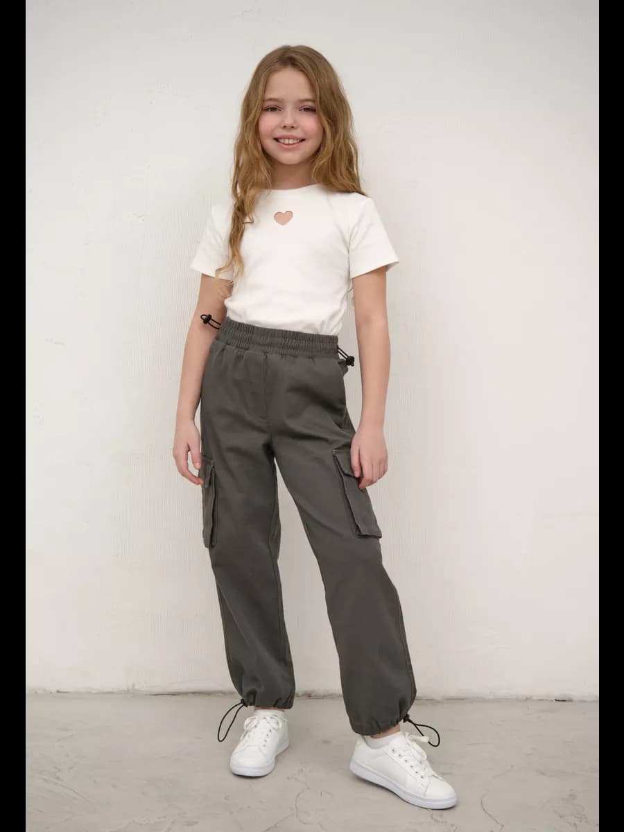 Штаны с накладными карманами для девочек