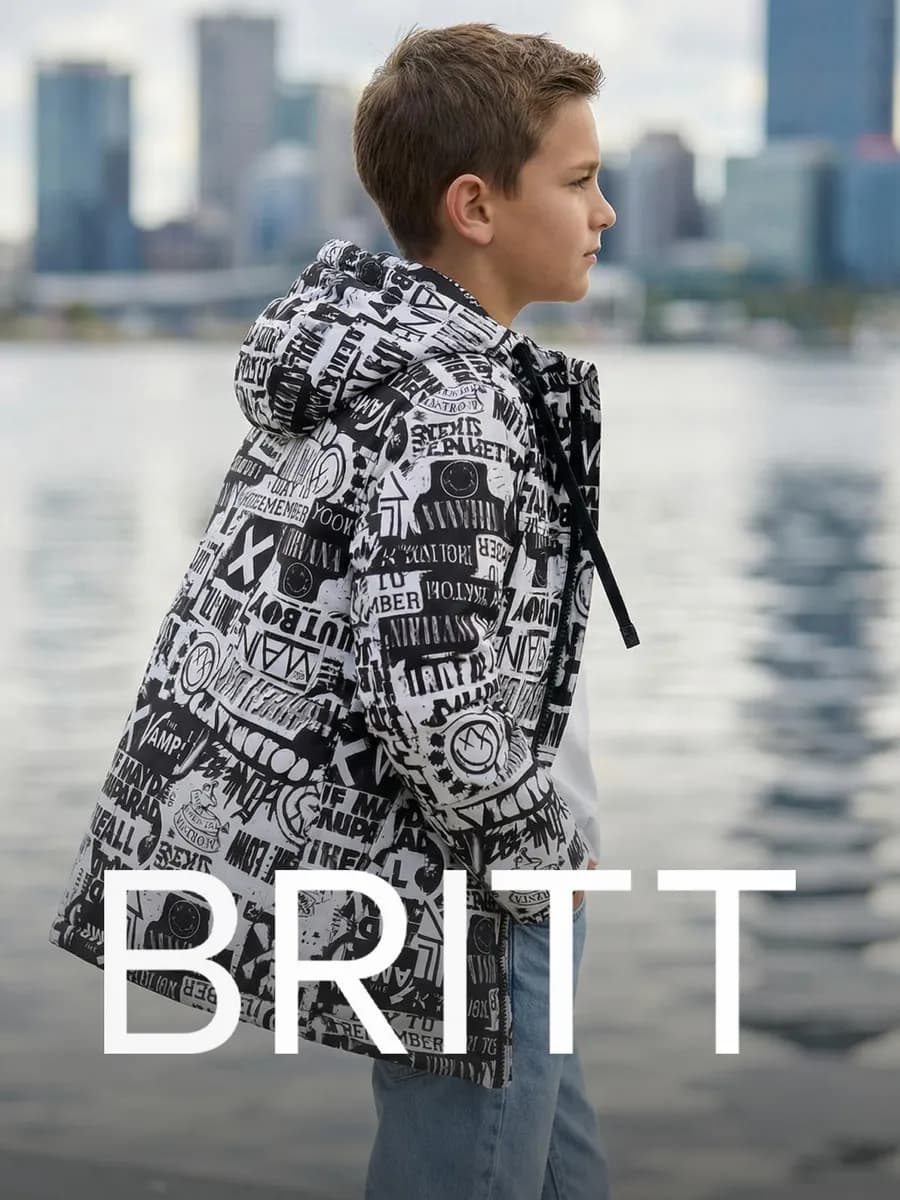 Куртка прямая удлиненная подростковая с принтом демисезонная