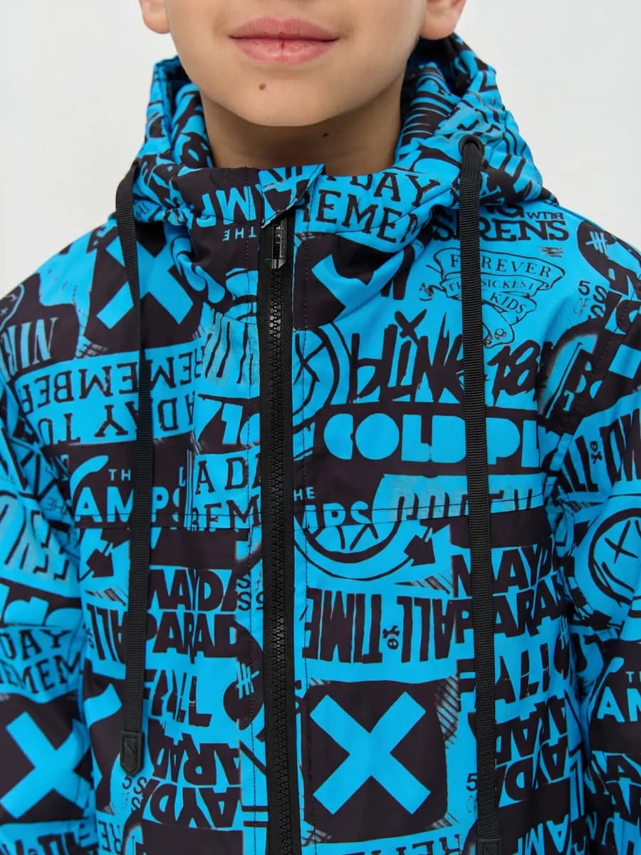 Куртка прямая удлиненная подростковая с принтом демисезонная