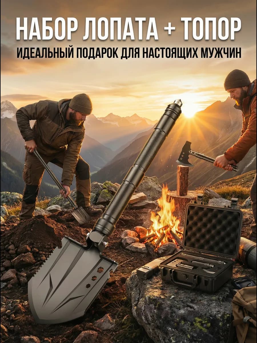 Набор инструментов складная лопата и топор в подарок