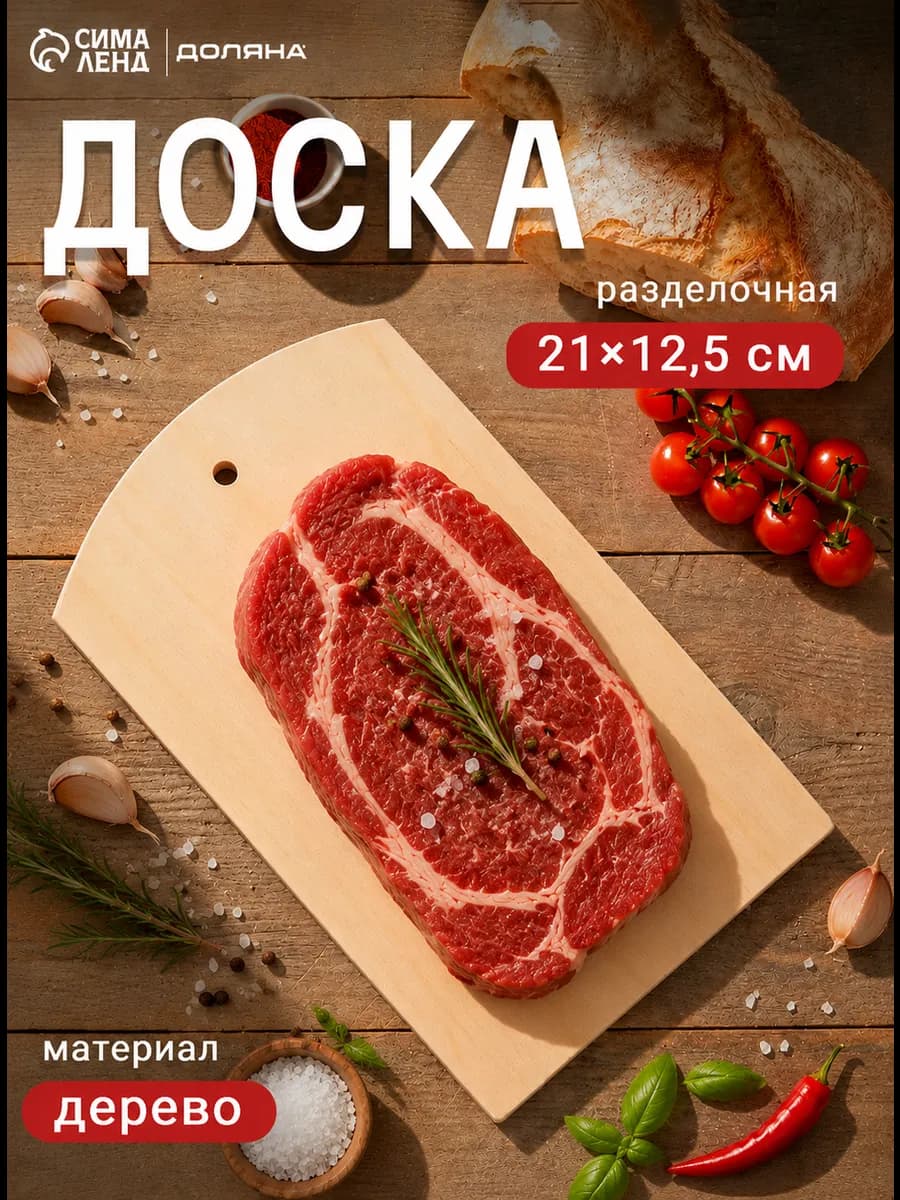 Доска разделочная деревянная 21х12,5 см
