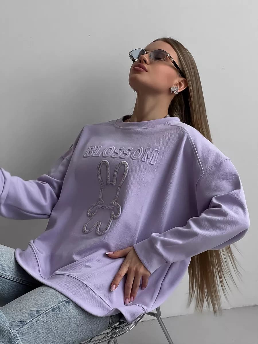 Свитшот оверсайз удлиненный с принтом