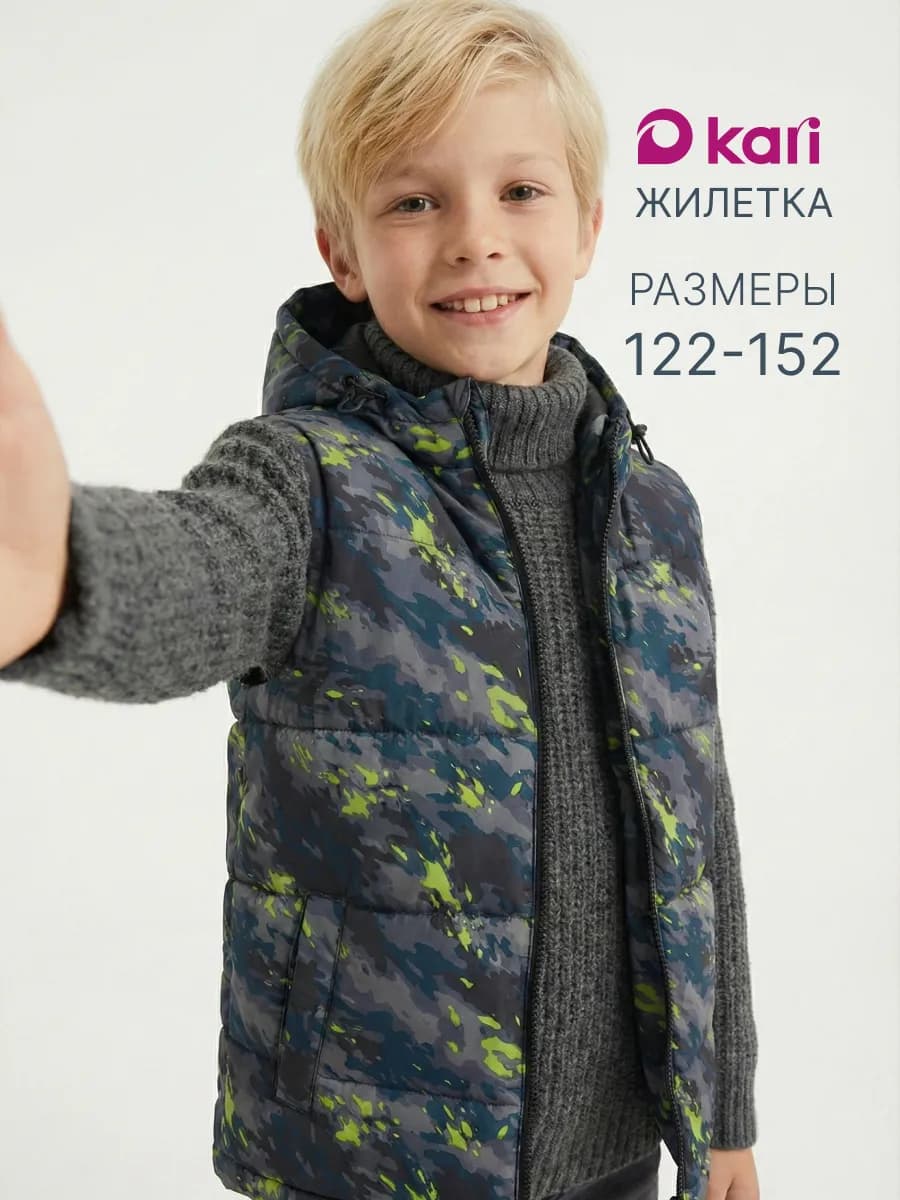 Жилет для мальчика утепленный с капюшоном