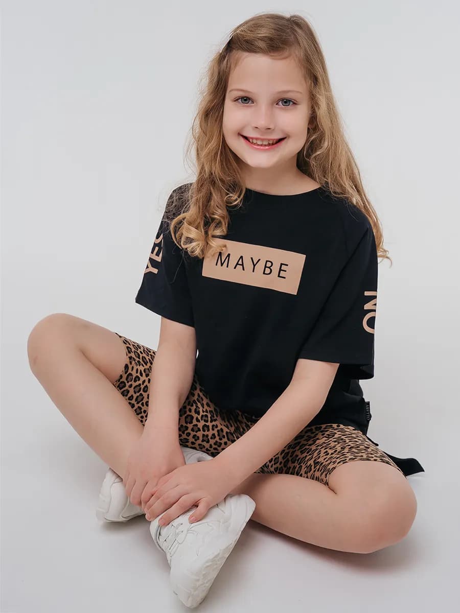 Костюм для девочки футболка и велосипедки